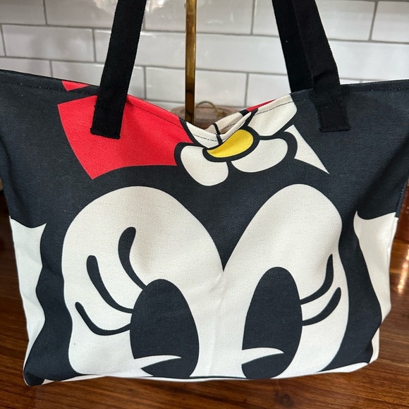 Disney character Minnie Mouse Black and Red Graphic Tote with bag charm - Picture 4 of 5